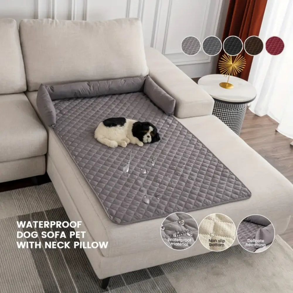 Water-Resistant Quilted Pet Sofa Protector with Bolster Cushions