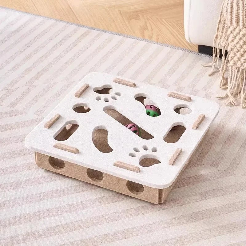 Interactive Felt Cat Puzzle Toy with Bells