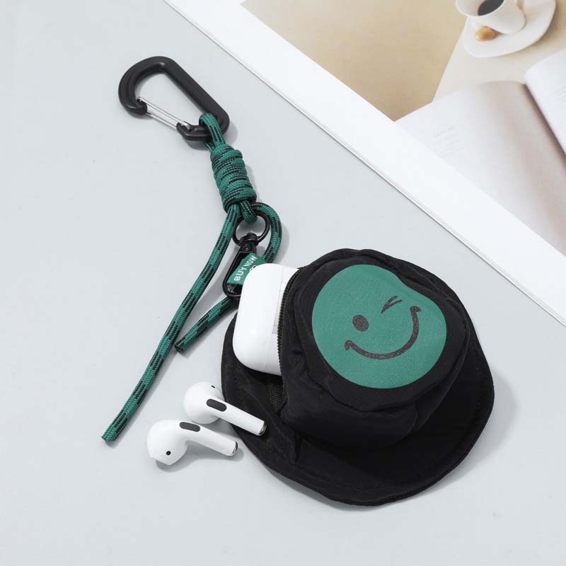 Mini Smiley Headphone Case with Keychain