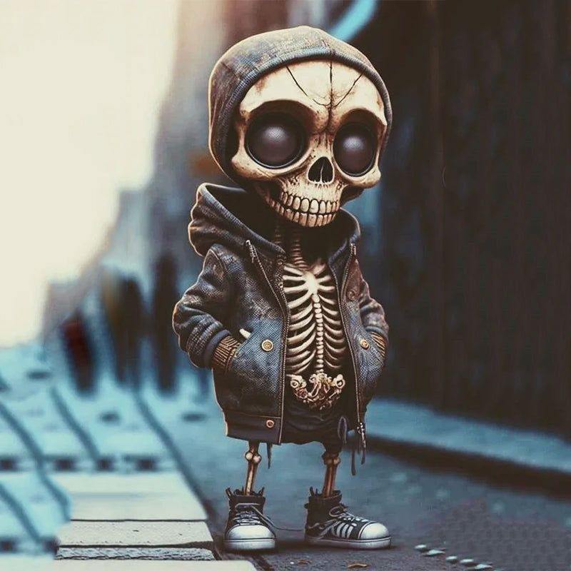 Modern Resin Skull Sculpture - Elegant Skeleton Figure