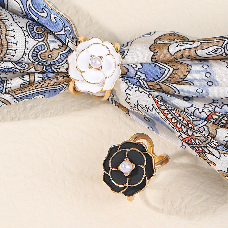 Silk Camellia Scarf Closure Accessory