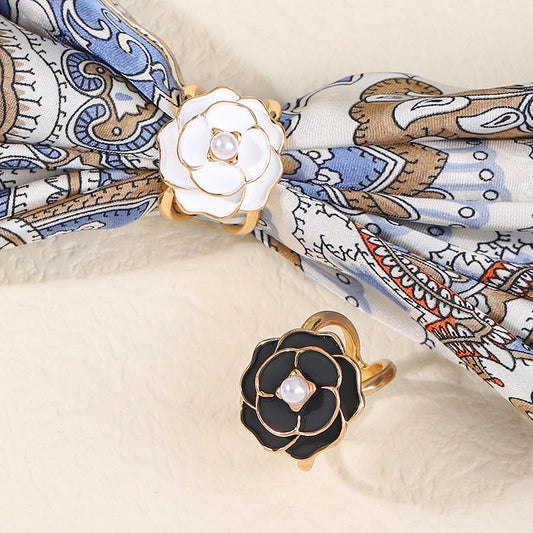 Silk Camellia Scarf Closure Accessory