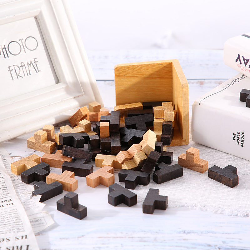 Wooden T-Shaped Puzzle Brain Teaser Toy