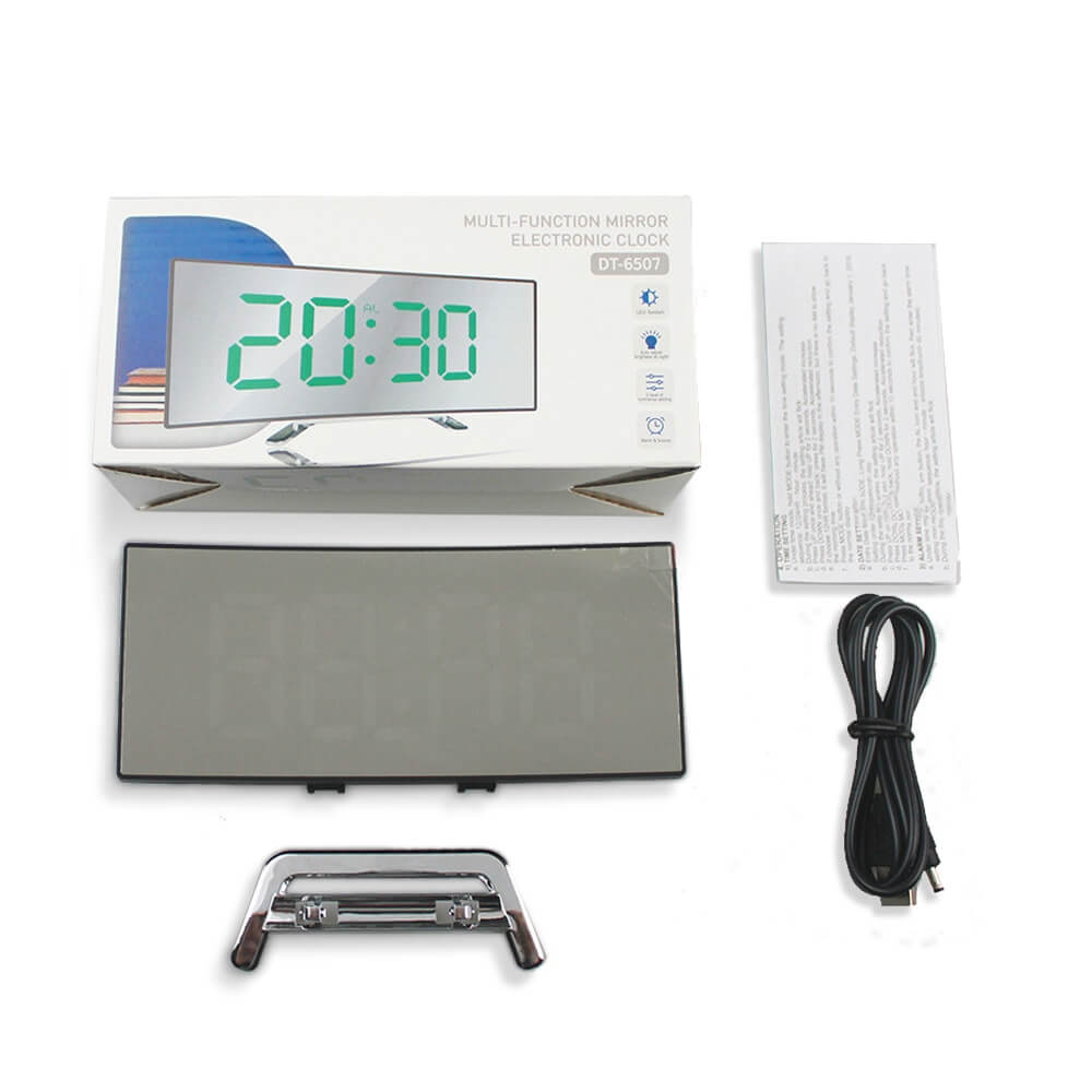 Curved LED Digital Alarm Clock with Dimming and Snooze Function