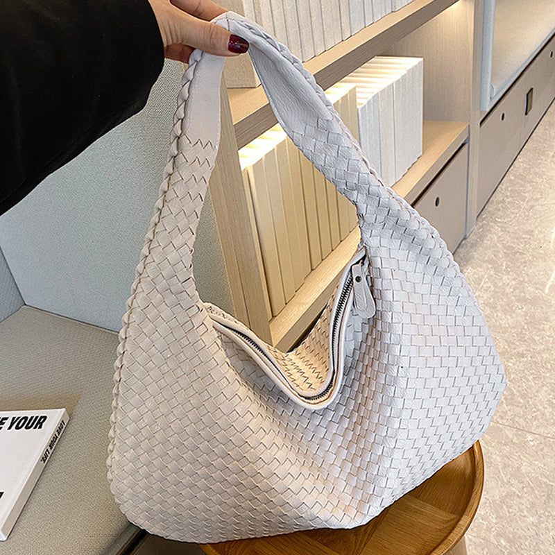 Elegant Woven Handbag for Women - Stylish PU Leather Tote