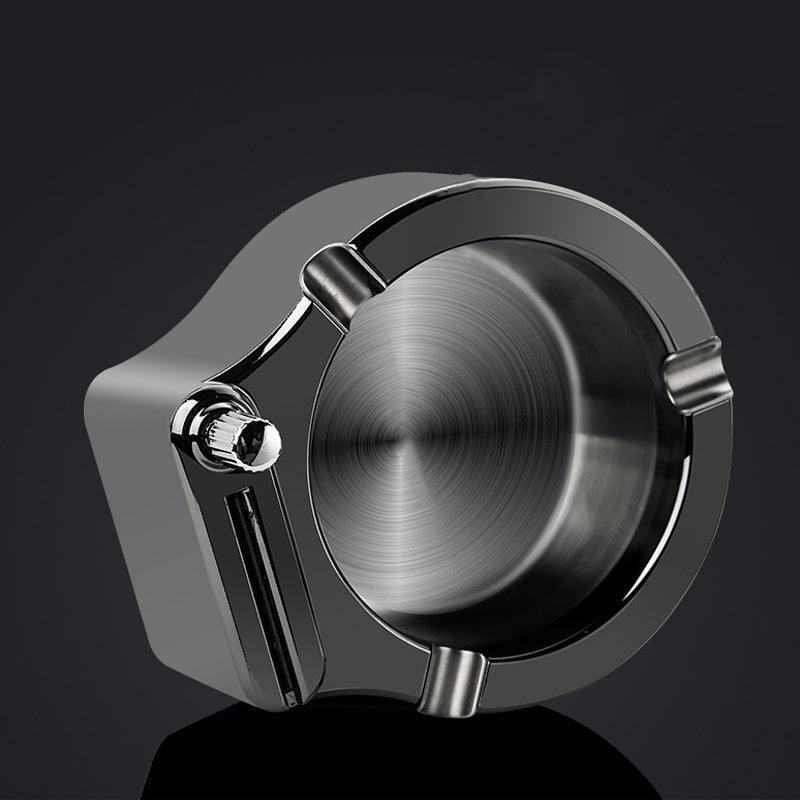 Retro Metal Ashtray with Integrated Lighter - Multifunctional Cigarette Holder