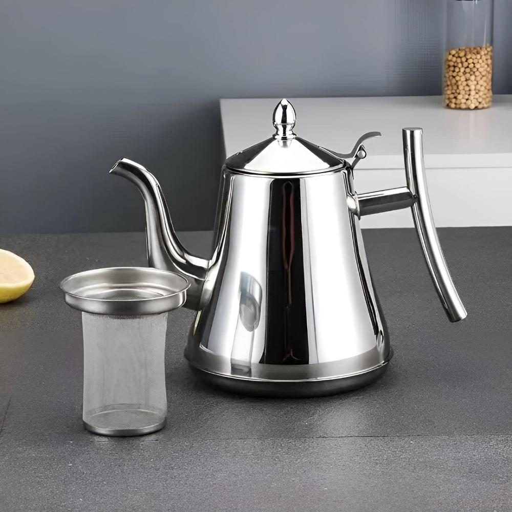 Stainless Steel Kettle with Built-in Filter for Tea and Coffee