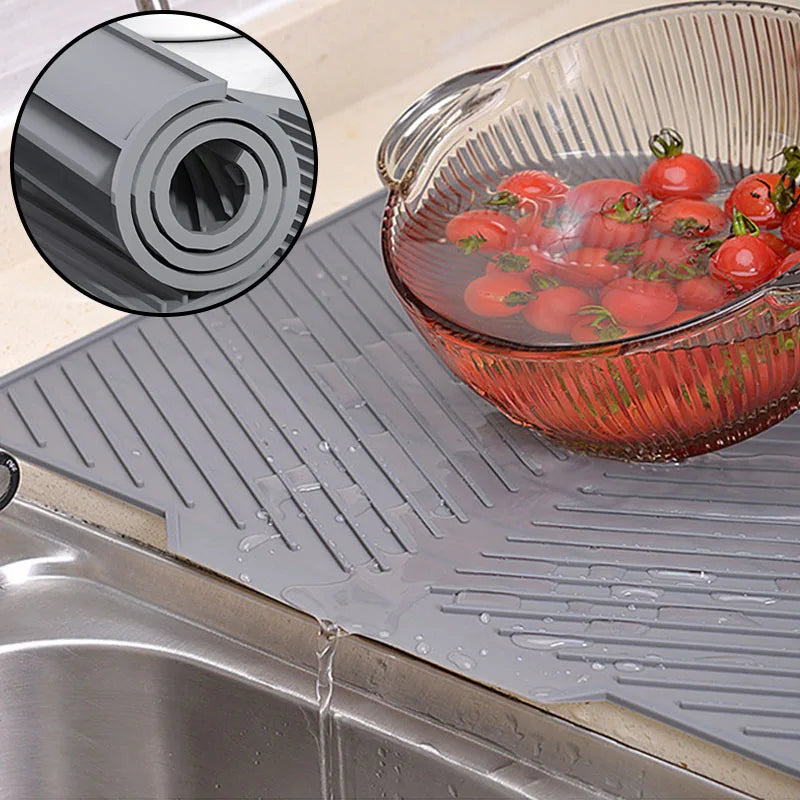 Silicone Dish Drying Mat with Drainage System