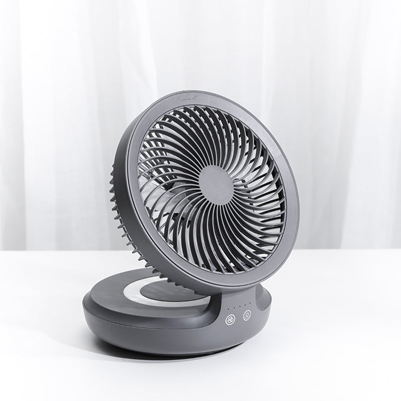 Rechargeable Foldable Desktop Fan with Night Light and Adjustable Angle