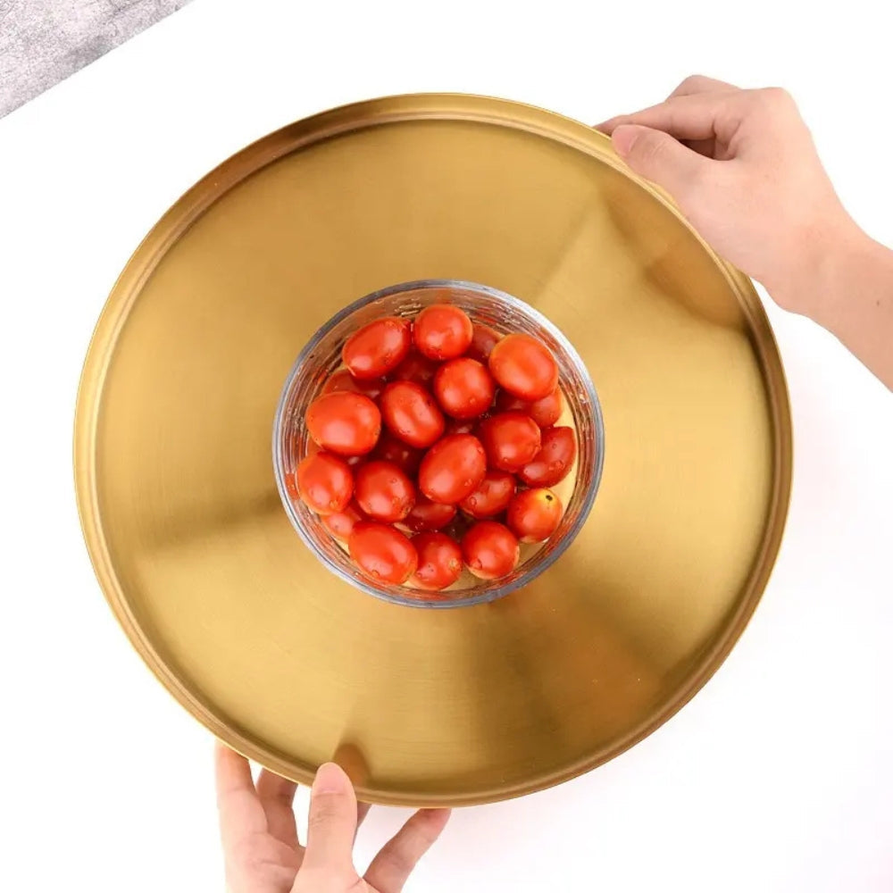 Gold-Plated Stainless Steel Serving Tray
