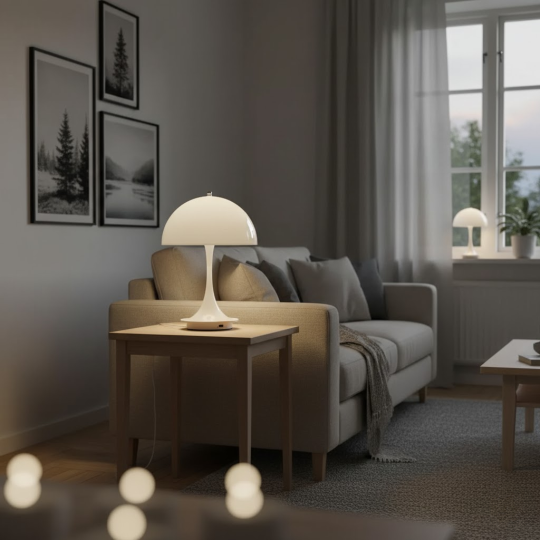 Wireless Rechargeable LED Table Lamp with Dome Shade