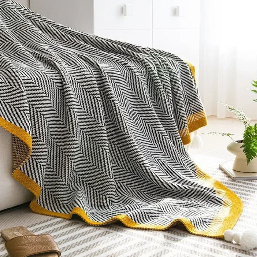 Golden Chevron Lightweight Throw Blanket