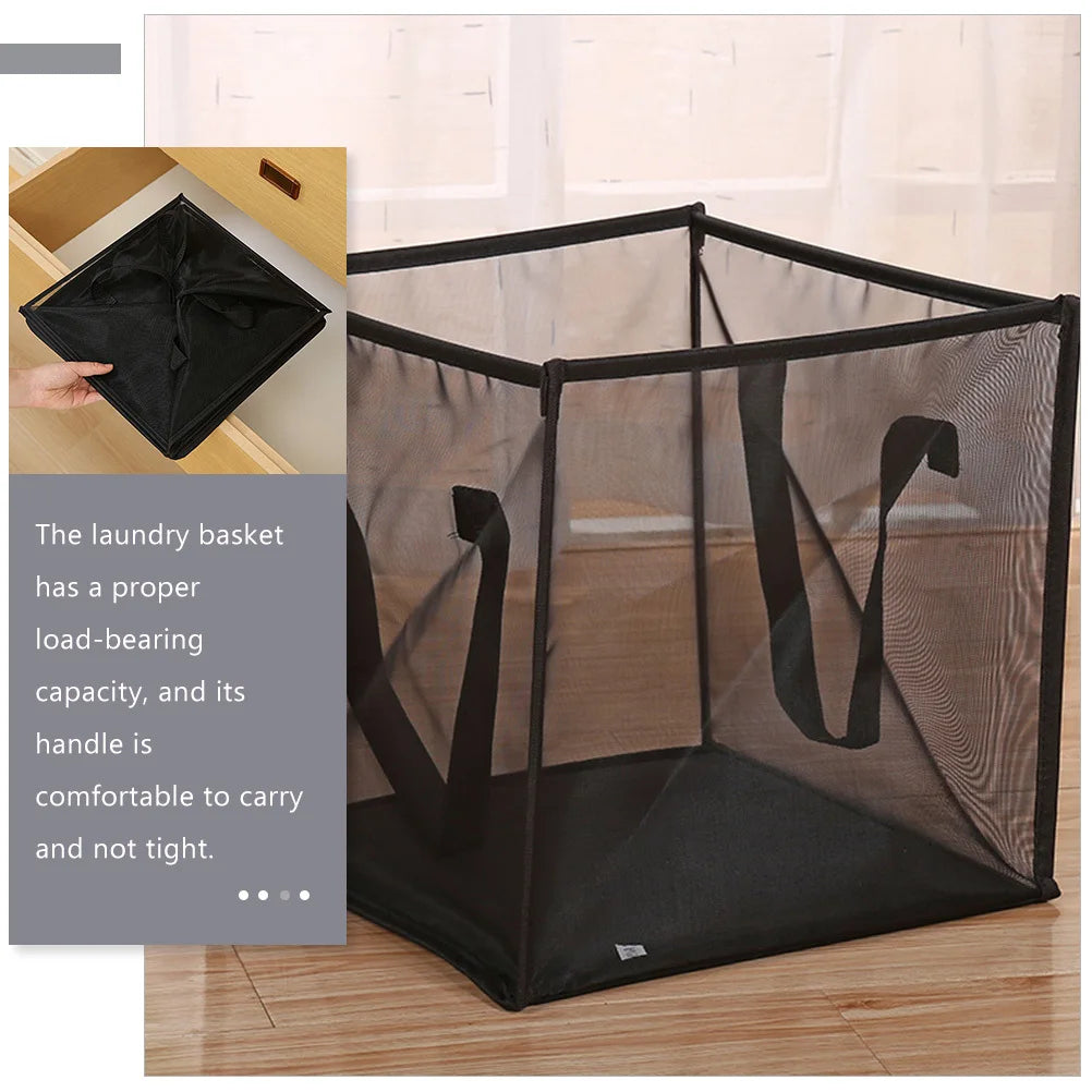 Foldable Mesh Laundry Hamper with Handles for Easy Storage