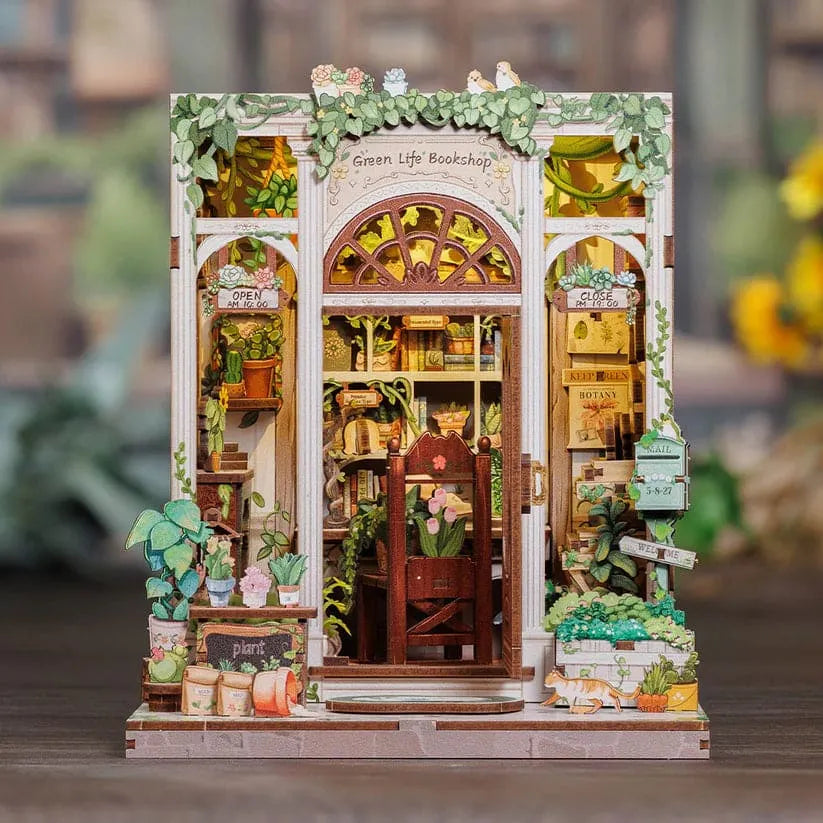 DIY Green Bookshop Miniature Book Nook Kit