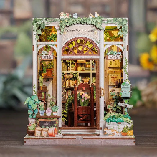 DIY Green Bookshop Miniature Book Nook Kit