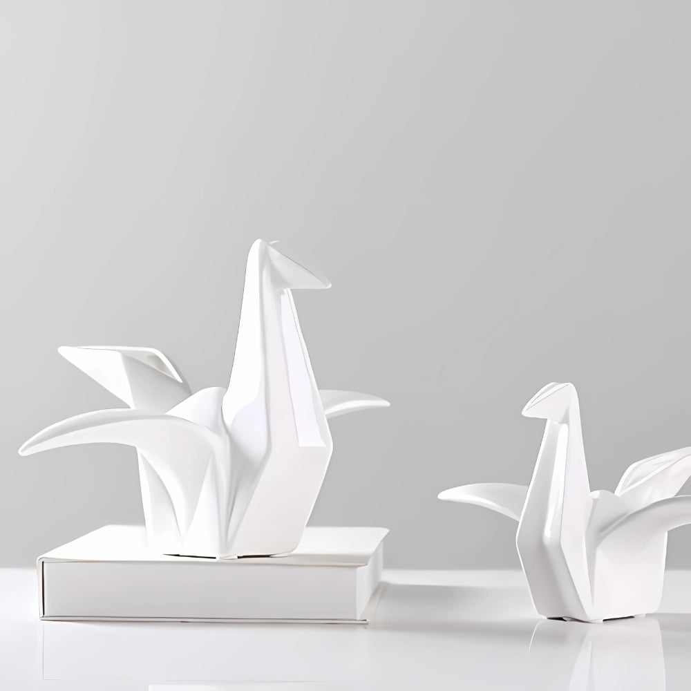 Origami-Inspired Ceramic Bird Figurine