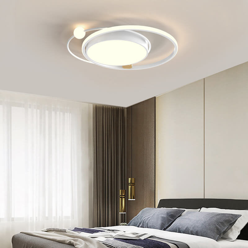 Nordic Round LED Flush Mount Ceiling Light in Black, Gold, or White