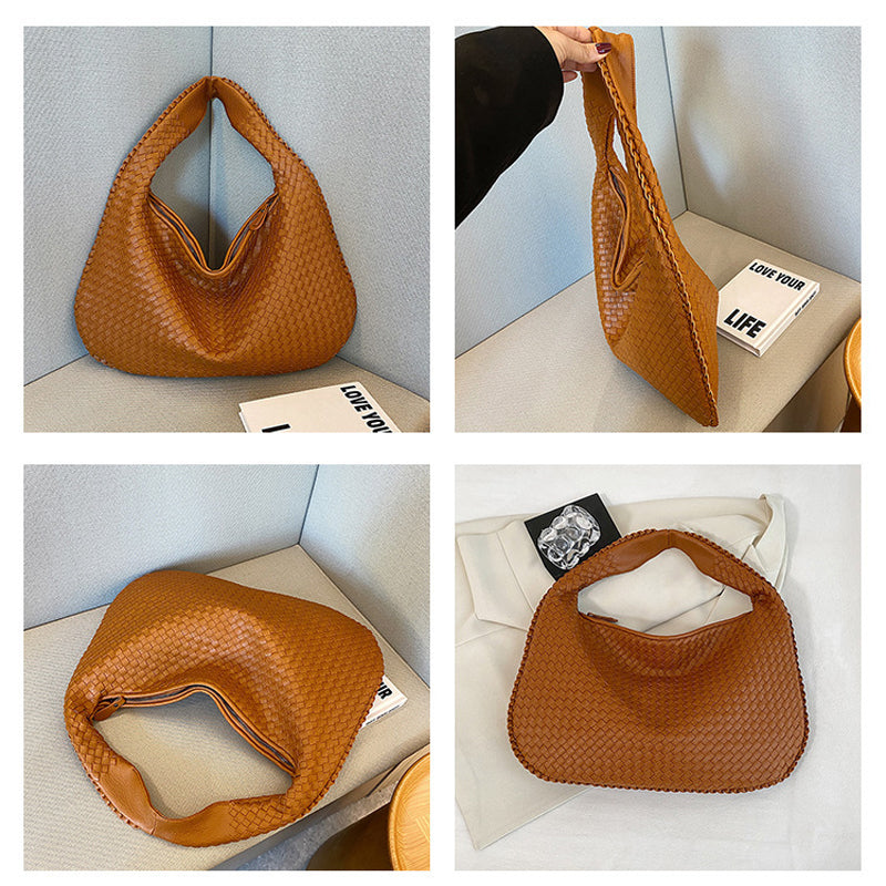 Elegant Woven Handbag for Women - Stylish PU Leather Tote