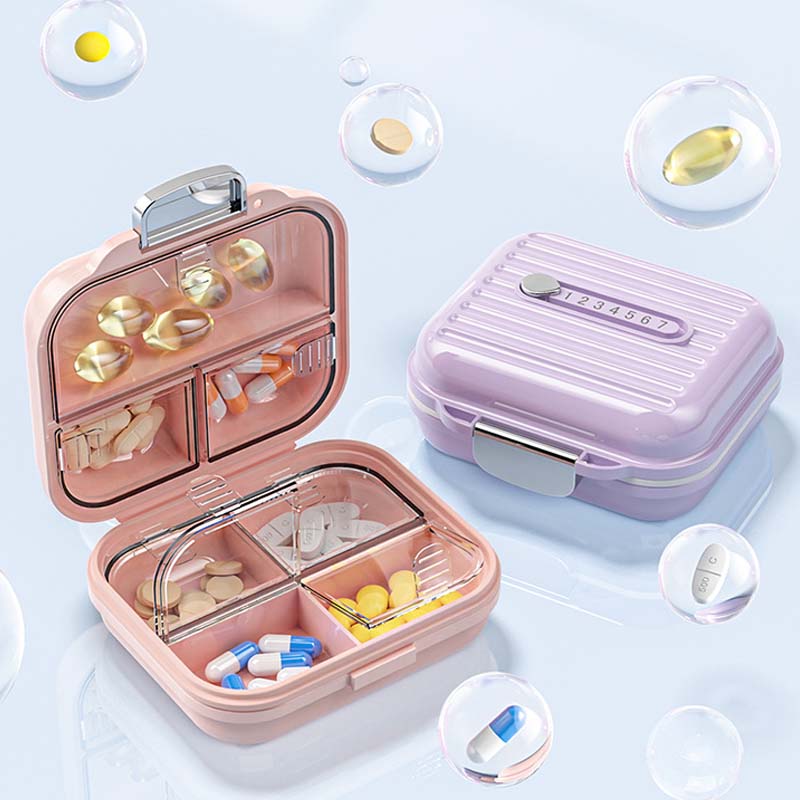 Compact Portable Pillbox with Seven Compartments and Triple-Seal Protection