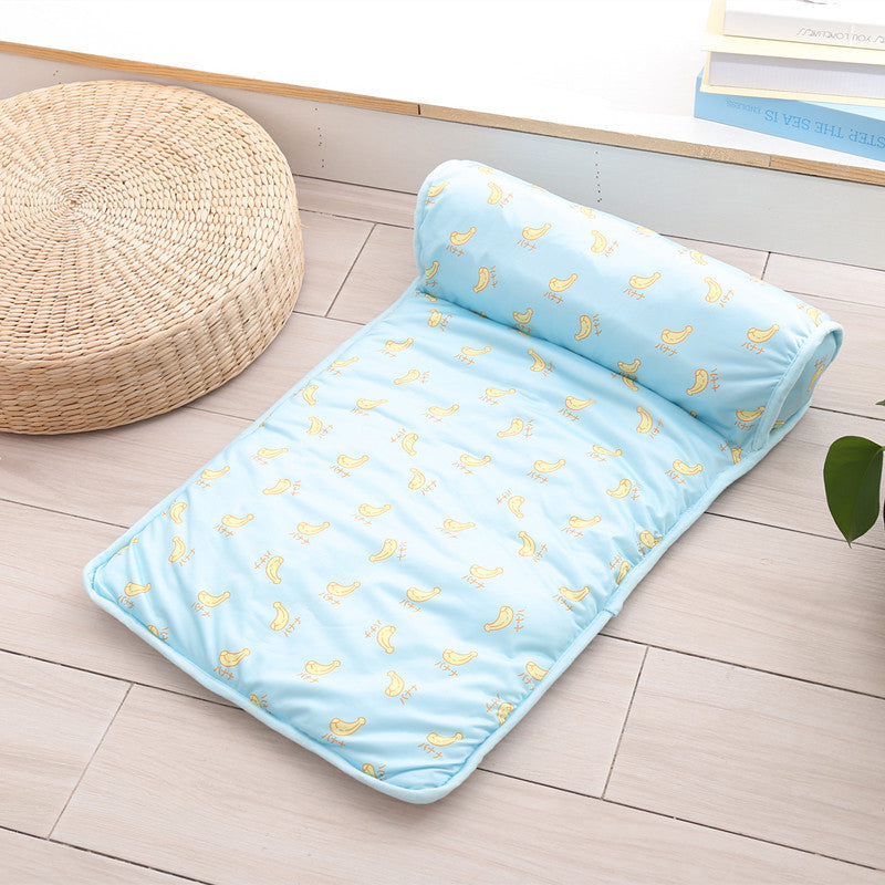 Cooling Silk Mat for Dogs and Cats with Cushion, Machine Washable