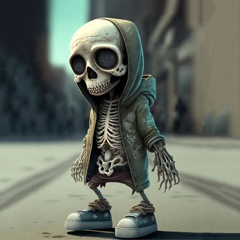 Modern Resin Skull Sculpture - Elegant Skeleton Figure