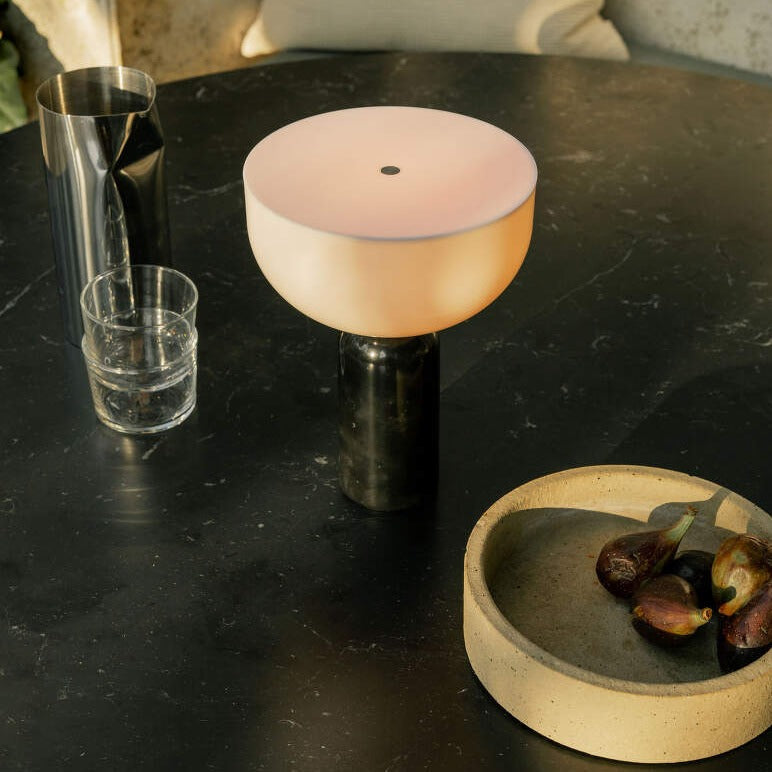 Marble Table Lamp with Gold Accents - Elegant White Marble Design