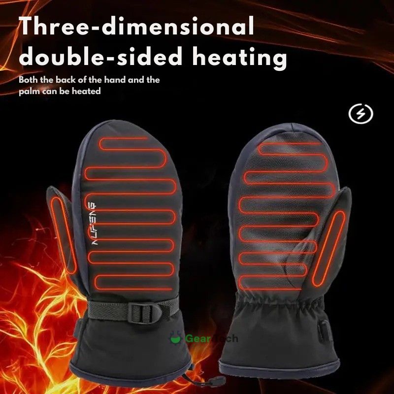 USB Rechargeable Waterproof Heated Mittens with Double-Sided Heating