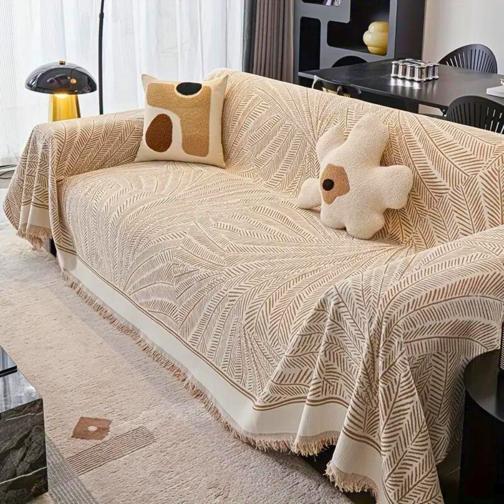 Leaf Pattern Chenille Sofa Cover
