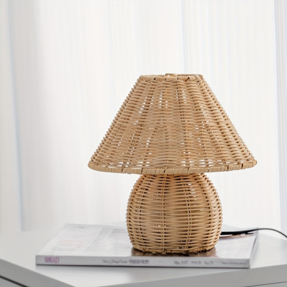 Handcrafted Rattan Table Lamp with Natural Texture