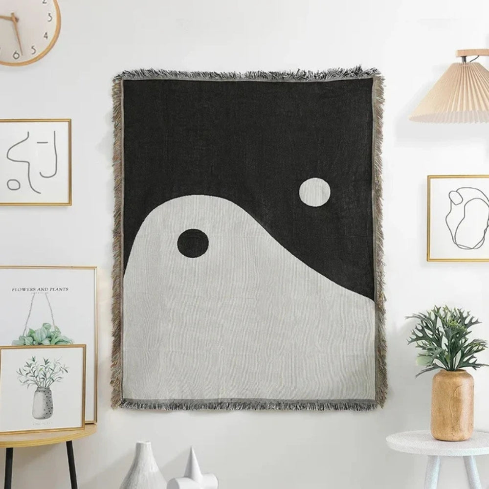 Yin Yang Jacquard Tapestry Throw Blanket