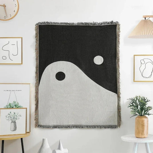 Yin Yang Jacquard Tapestry Throw Blanket