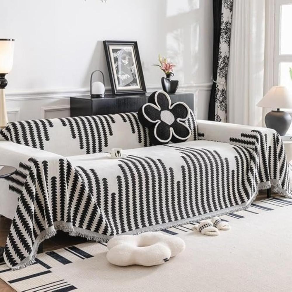 Chenille Monochrome Fern Sofa Cover