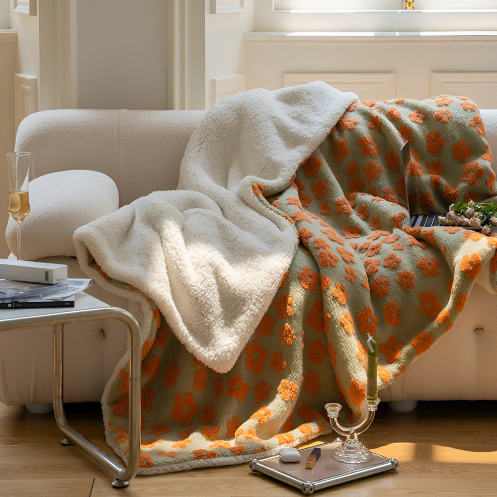 Wildflower Pattern Microfibre Throw Blanket