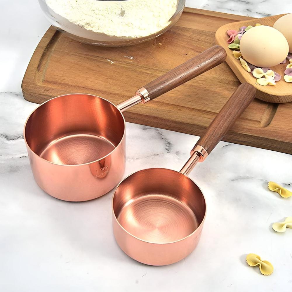 Copper-Plated Stainless Steel Measuring Cups and Spoons Set