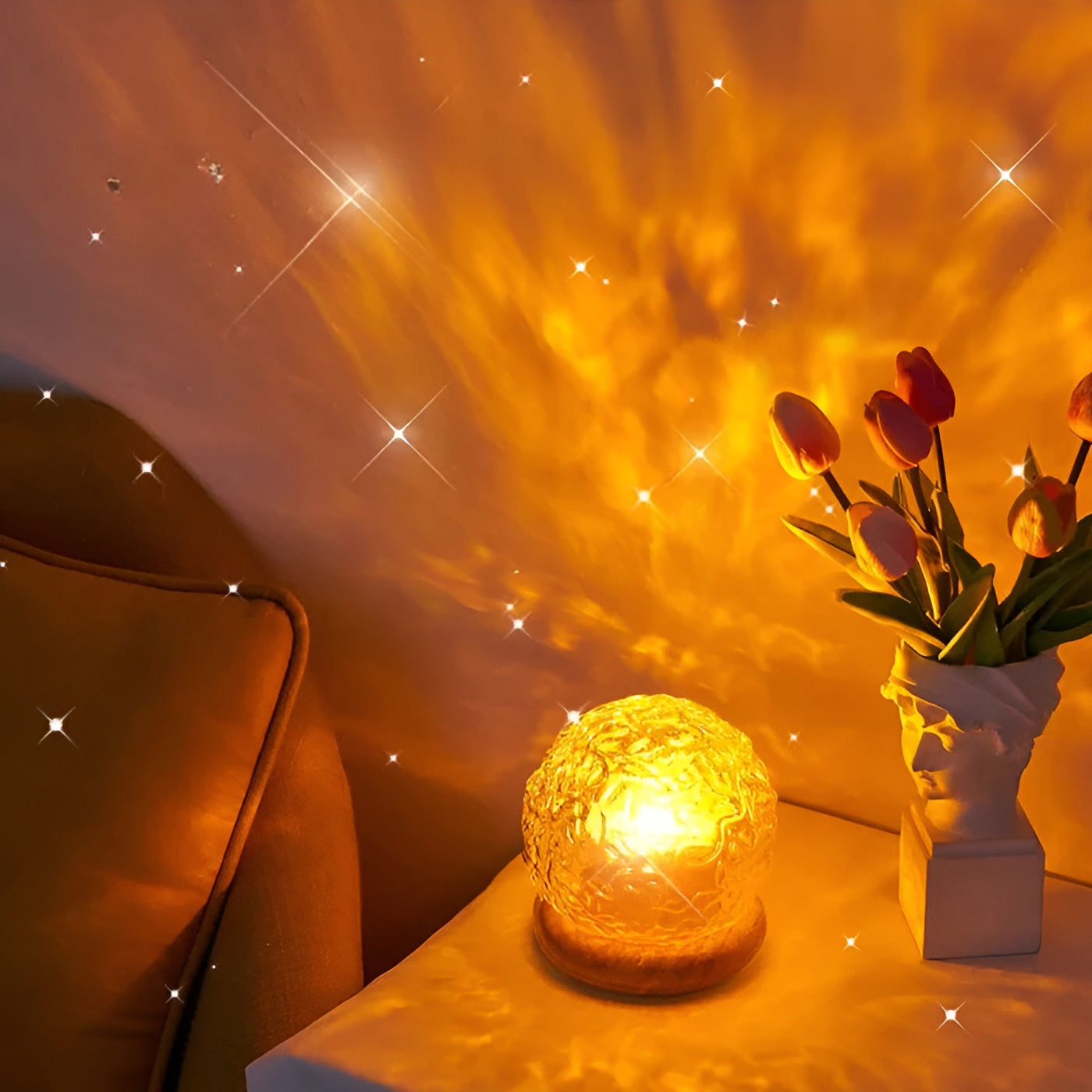 Wave Light Projection Lamp with Dimmable Colors and 360° Rotatable Head