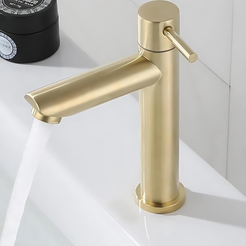 Brushed Gold and Black Single Handle Bathroom Faucet