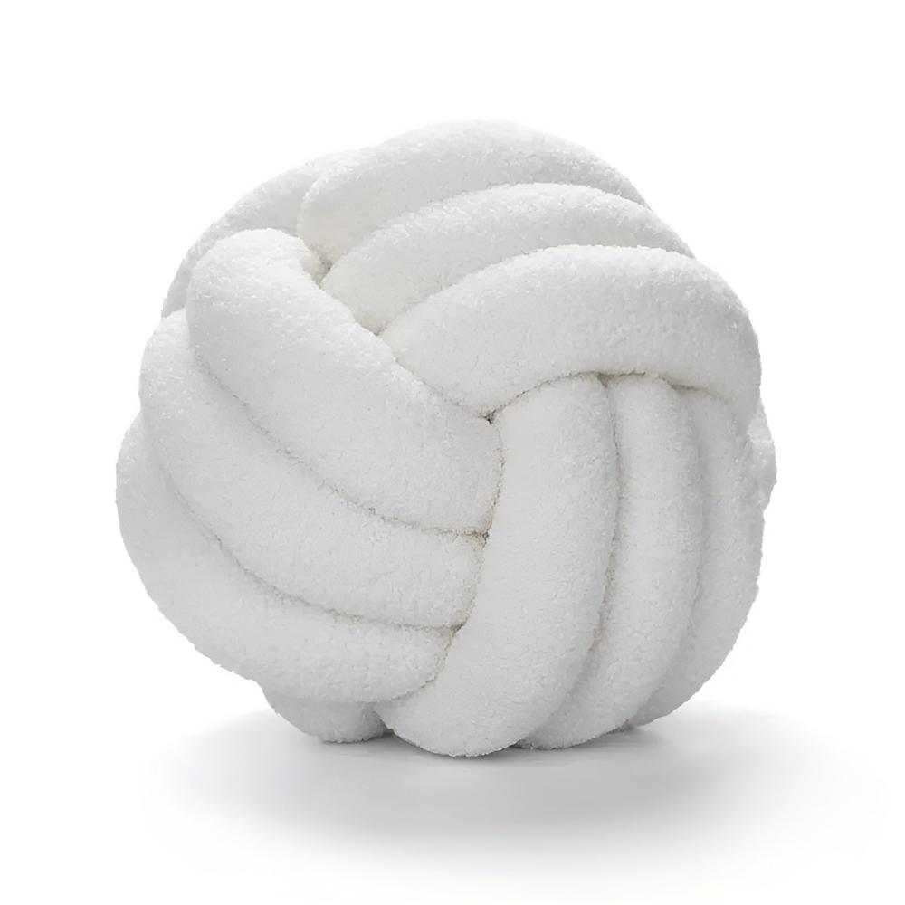 Knotted Lambswool Boucle Cushion with Flower Design