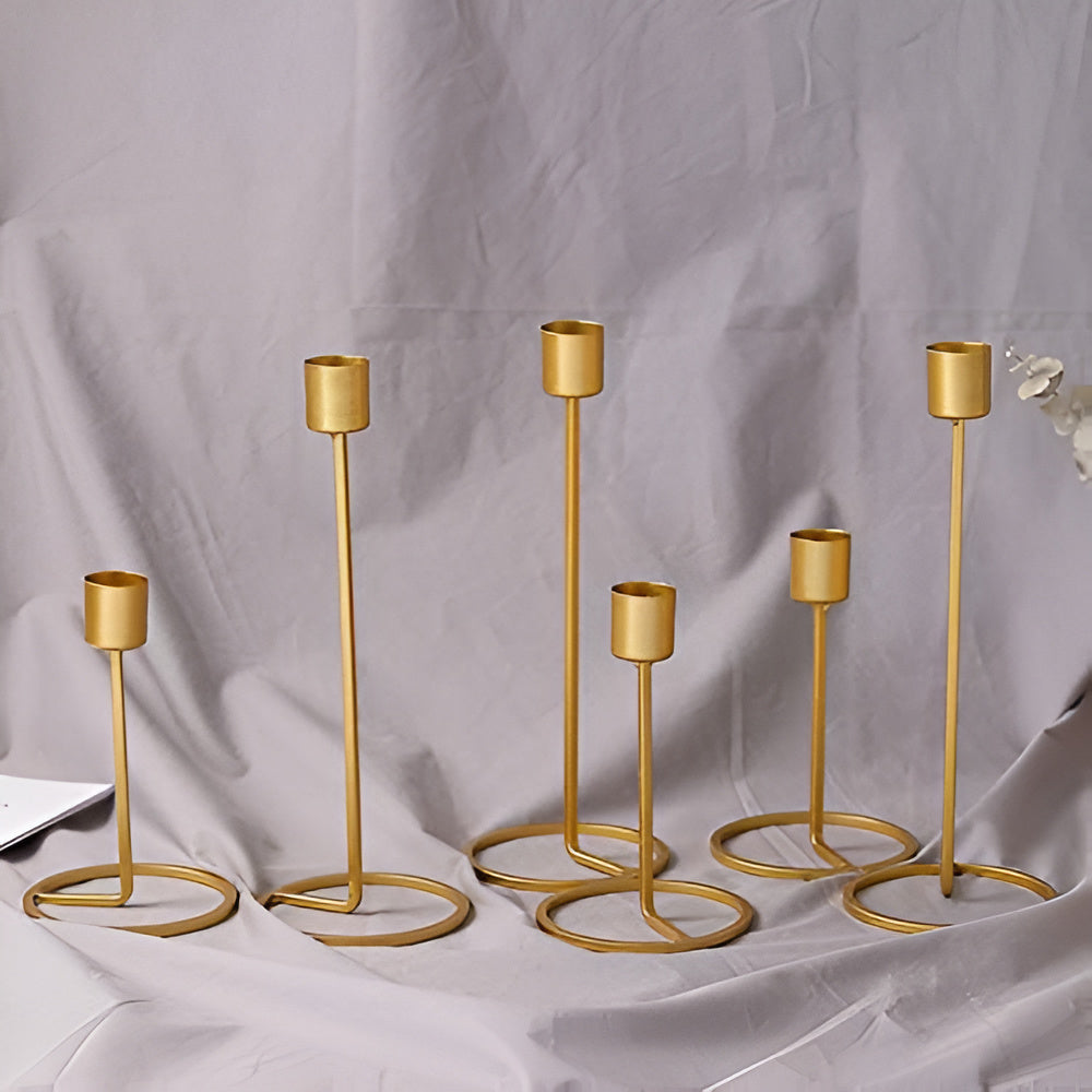 Golden Metal Candle Holders - Boho Chic Decor