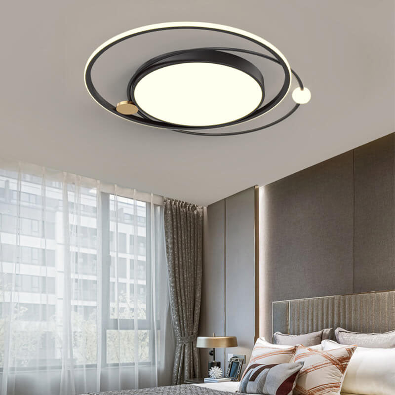 Nordic Round LED Flush Mount Ceiling Light in Black, Gold, or White