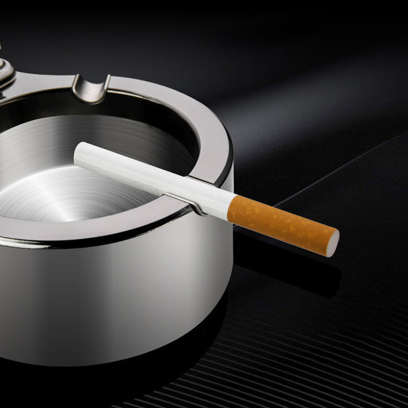 Retro Metal Ashtray with Integrated Lighter - Multifunctional Cigarette Holder