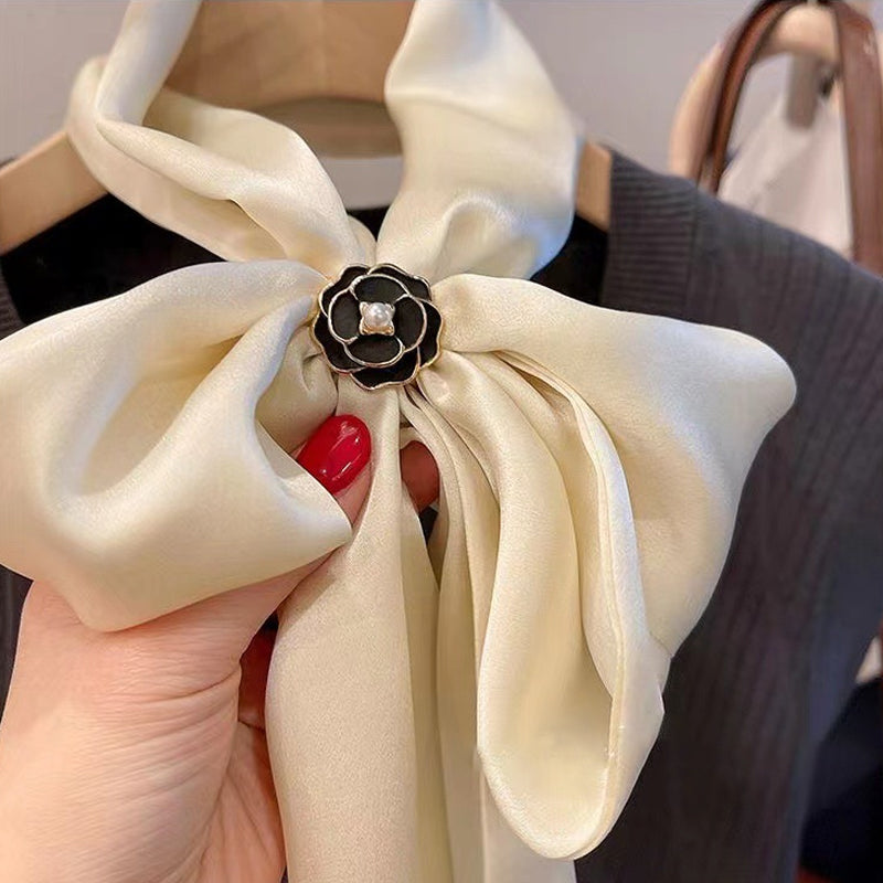 Silk Camellia Scarf Closure Accessory