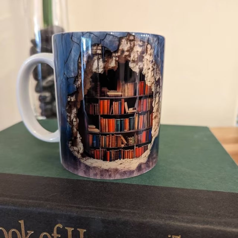 3D Ceramic Library Mug for Book Lovers