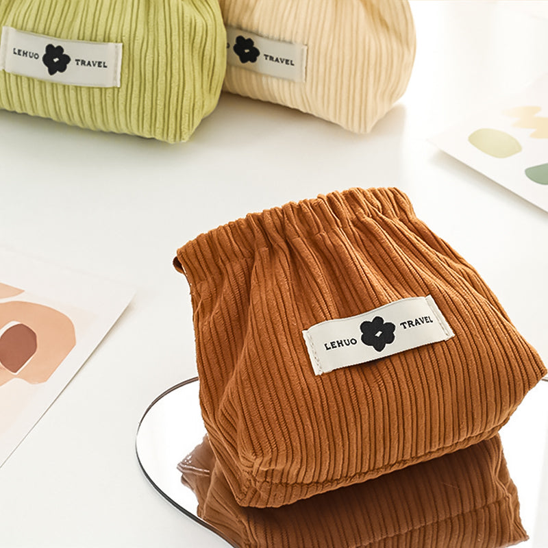 Corduroy Hair Tie and Cord Organizer with Elastic Compartments