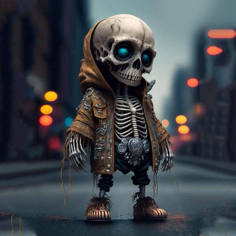 Modern Resin Skull Sculpture - Elegant Skeleton Figure
