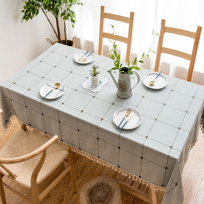 Waterproof Cotton Linen Rectangular Tablecloth - Stain Resistant, Wrinkle-Free for Dining and Events