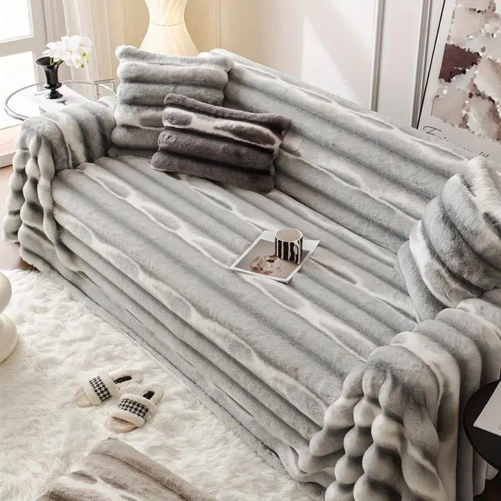 Plush Velvet Faux Fur Sofa Cover