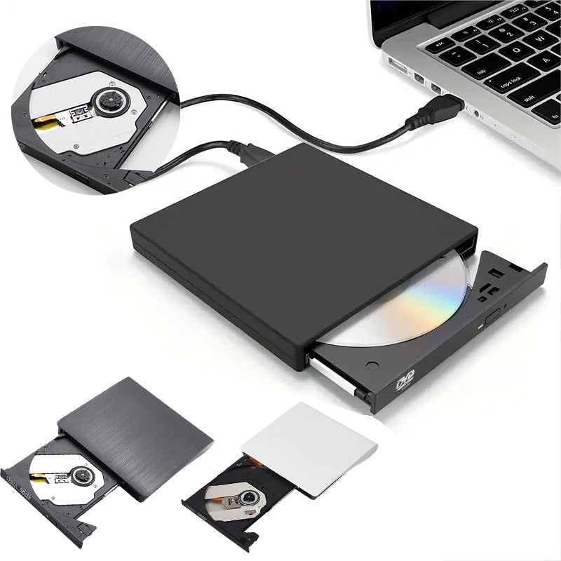 Portable External CD DVD Player with USB Compatibility