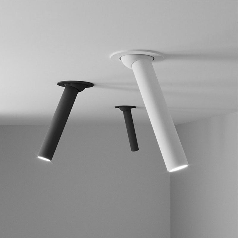Long Cylinder LED Spotlight - Nickel Finish, Warm White Light