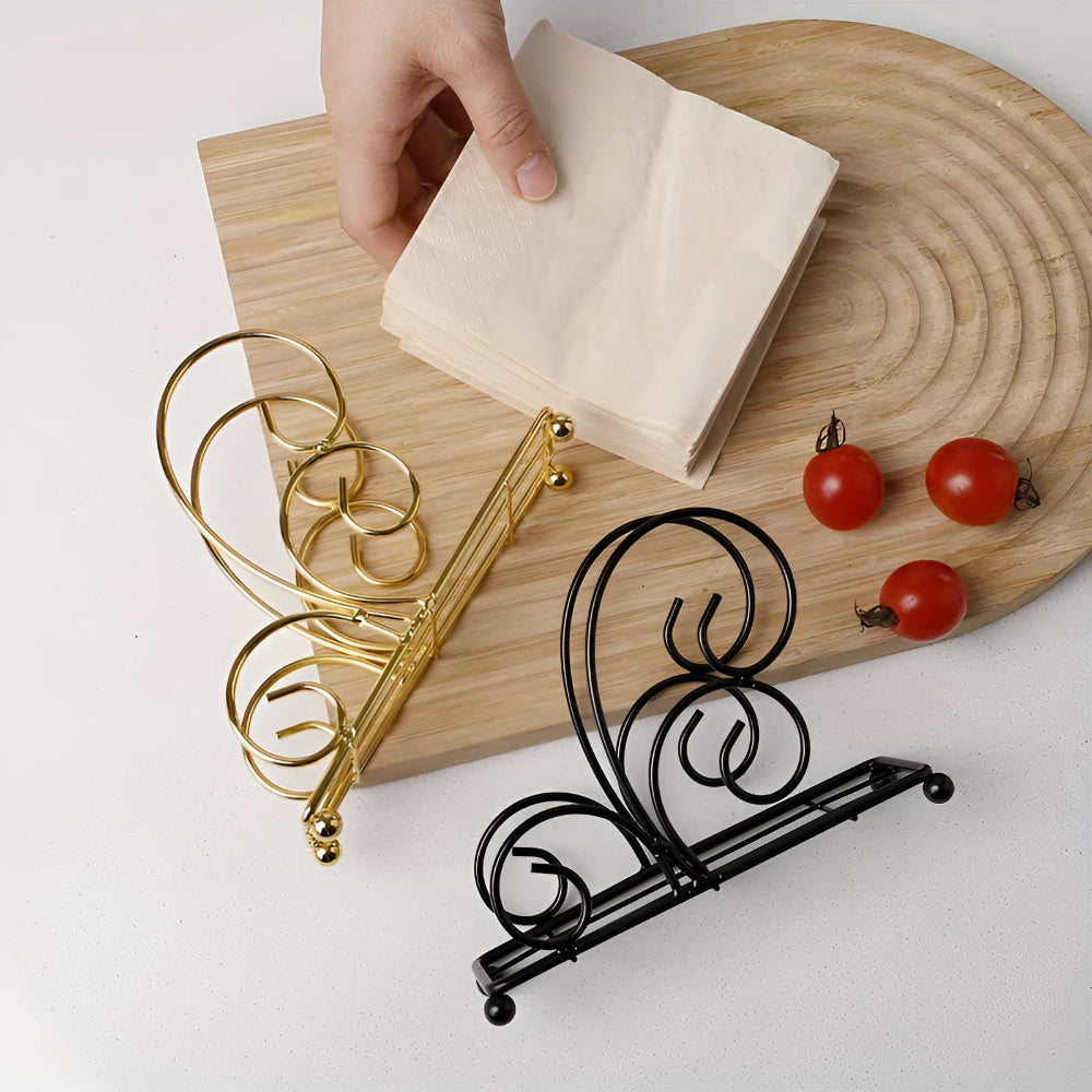 Stylish Iron Swirl Napkin Holder with Anti-Slip Base