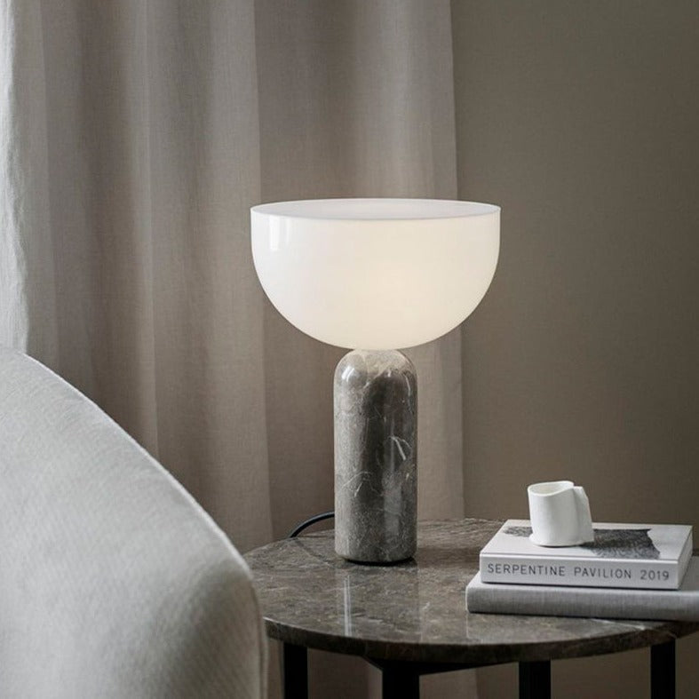 Marble Table Lamp with Gold Accents - Elegant White Marble Design